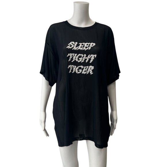 Maison Margiela MM6 Black Mesh Oversized T-Shirt size Large - Picture 1 of 8